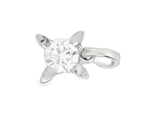 18K White Gold Solitaire Pendant with Natural Round Diamond