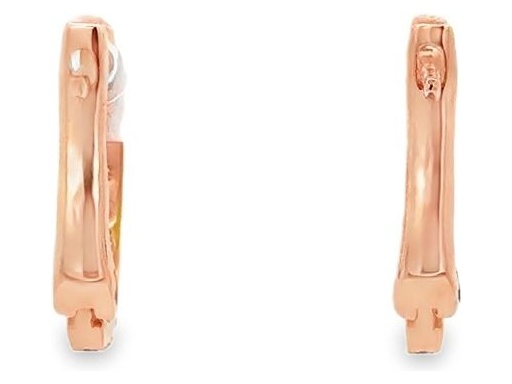 18K Rose Gold Hoop Earrings with Natural Round Diamonds