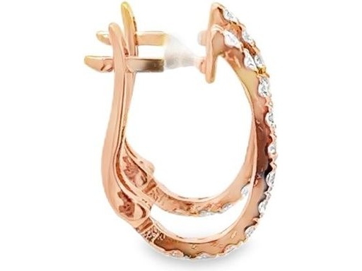 18K Rose Gold Hoop Earrings with Natural Round Diamonds