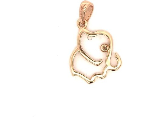 18K Rose Gold Elephant Pendant with Natural Diamond Eye