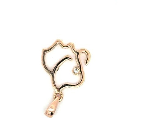 18K Rose Gold Elephant Pendant with Natural Diamond Eye