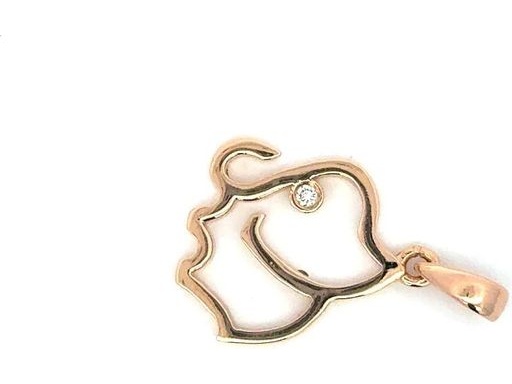 18K Rose Gold Elephant Pendant with Natural Diamond Eye
