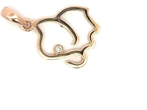 18K Rose Gold Elephant Pendant with Natural Diamond Eye