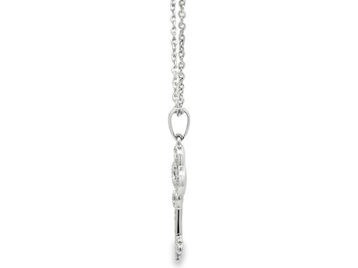 18K White Gold Key Pendant Necklace with Natural Diamonds