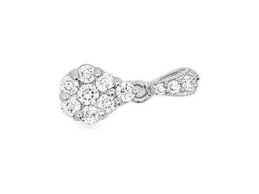 18K White Gold Pear-Shaped Pendant with Natural Round Diamonds