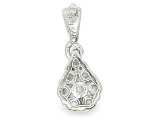 18K White Gold Pear-Shaped Pendant with Natural Round Diamonds
