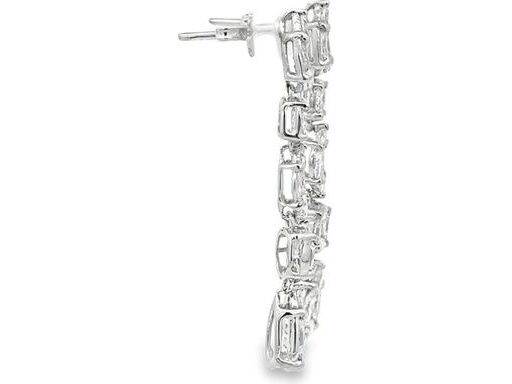 18K White Gold Drop Earrings with Natural Marquise, Pear-shaped and Princess-cut Diamonds