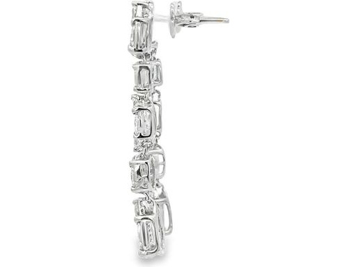 18K White Gold Drop Earrings with Natural Marquise, Pear-shaped and Princess-cut Diamonds