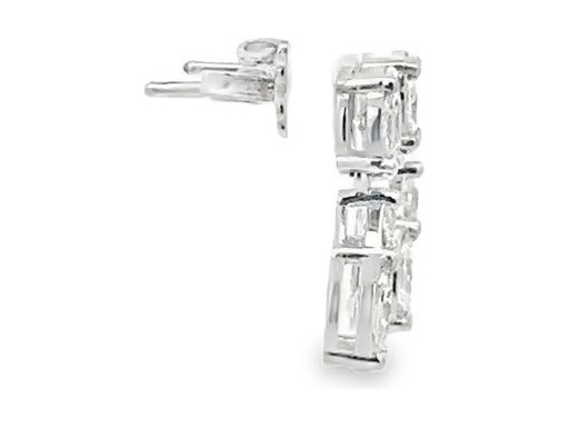 18K White Gold Pear Drop Earrings with Natural Marquise and Princess-cut Diamonds