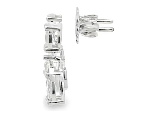 18K White Gold Pear Drop Earrings with Natural Marquise and Princess-cut Diamonds