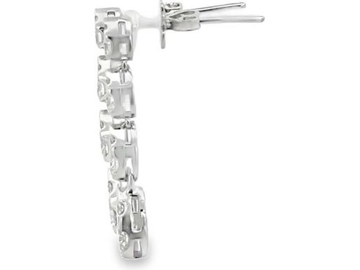 18K White Gold Drop Earrings with Natural Round Diamonds in Graduated Layout