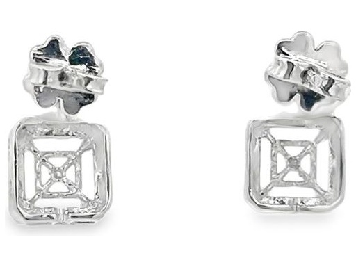 18K White Gold Geometric Drop Earrings with Natural Round Diamonds