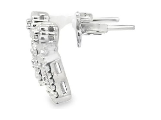 18K White Gold Geometric Drop Earrings with Natural Round Diamonds