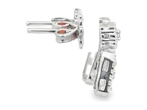 18K White Gold Geometric Drop Earrings with Natural Round Diamonds