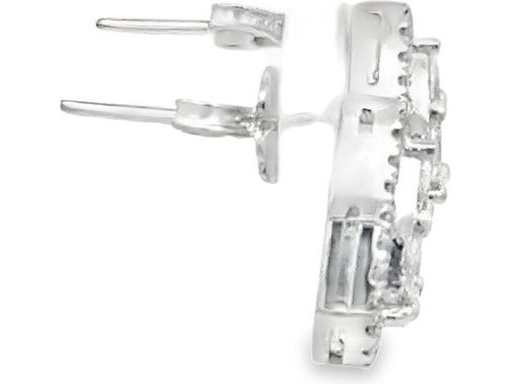 18K White Gold Teardrop Stud Earrings with Natural Marquise, Princess-cut, Pear-shaped and Round Diamonds