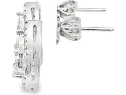 18K White Gold Teardrop Stud Earrings with Natural Marquise, Princess-cut, Pear-shaped and Round Diamonds