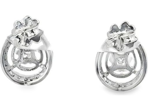 18K White Gold Teardrop Stud Earrings with Natural Marquise, Princess-cut, Pear-shaped and Round Diamonds