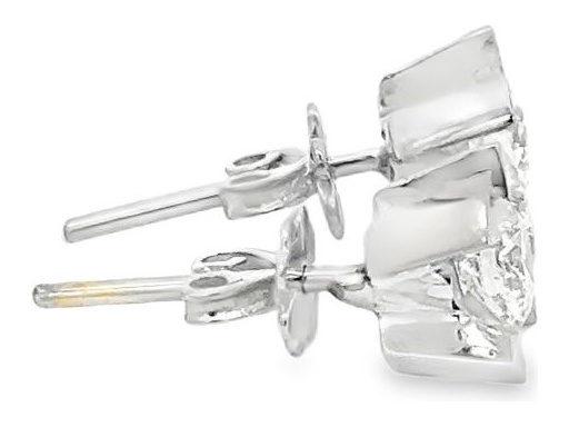 18K White Gold Stud Earrings with Certified Natural Round Diamonds (GIA), Four-Prong Setting