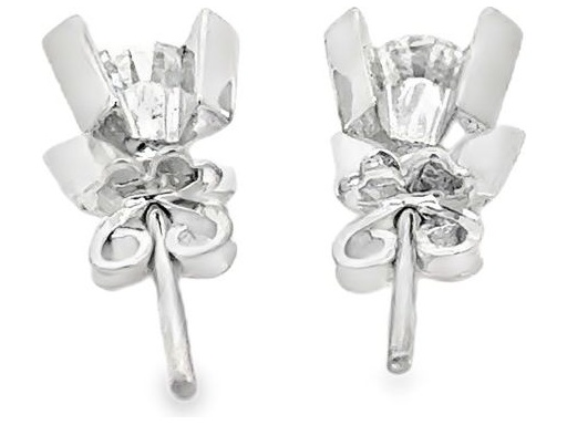 18K White Gold Stud Earrings with Certified Natural Round Diamonds (GIA), Four-Prong Setting