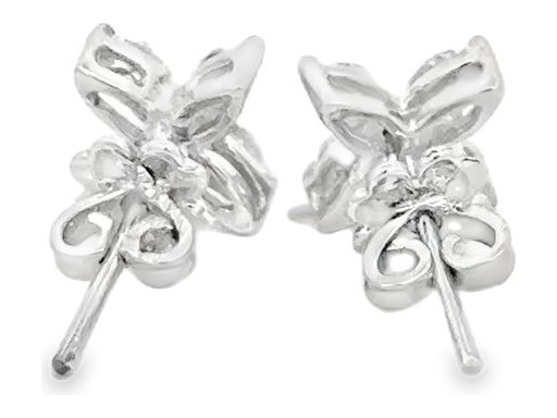 18K White Gold Floral Stud Earrings with Natural Marquise Diamonds