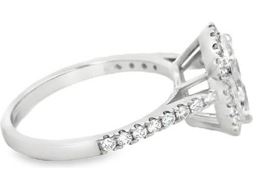 18K White Gold Pear-Shaped Cluster Ring with Natural Marquise, Princess-cut, Pear-shaped and Round Diamonds