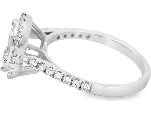 18K White Gold Pear-Shaped Cluster Ring with Natural Marquise, Princess-cut, Pear-shaped and Round Diamonds