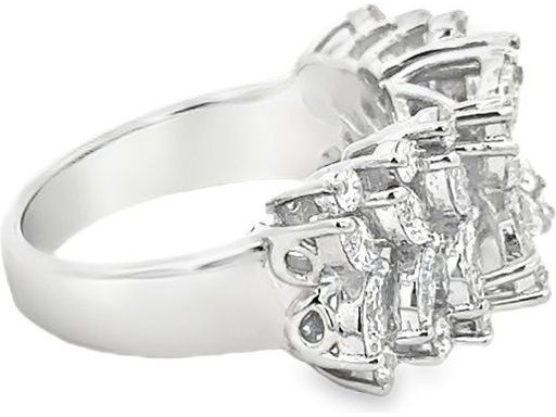 18K White Gold Butterfly Ring with Natural Marquise, Princess-cut and Round Diamonds