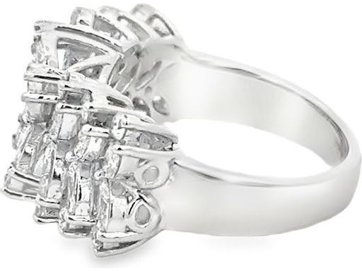 18K White Gold Butterfly Ring with Natural Marquise, Princess-cut and Round Diamonds