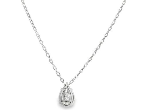 18K White Gold Pendant Necklace with Natural Marquise, Pear-shaped and Princess-cut Diamonds