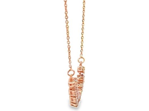 18K Rose Gold Flexible Diamond Necklace with Natural Baguette and Round Diamonds