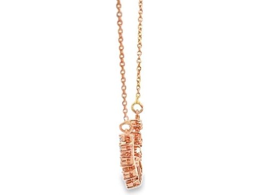 18K Rose Gold Flexible Diamond Necklace with Natural Baguette and Round Diamonds