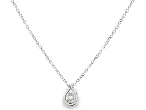 18K White Gold Pendant Necklace with Natural Pear-shaped, Marquise and Baguette Diamonds