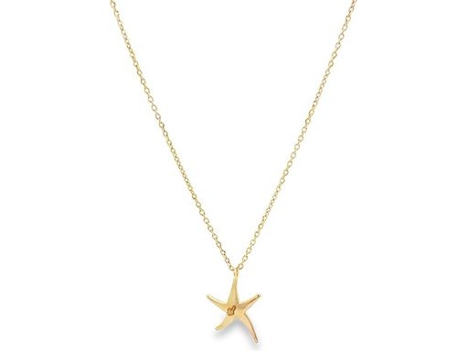 18K Yellow Gold Starfish Pendant Necklace