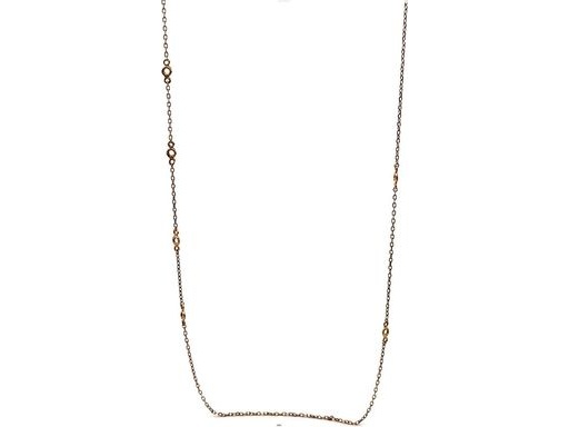 18K Yellow Gold Station Necklace with Mini Circle Accents