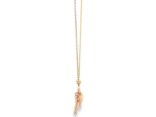 18K Yellow Gold Necklace with Heart Lock and Key Charms