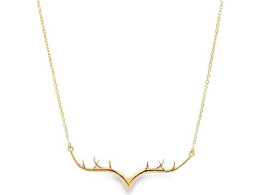 18K Yellow Gold Antler Pendant Necklace