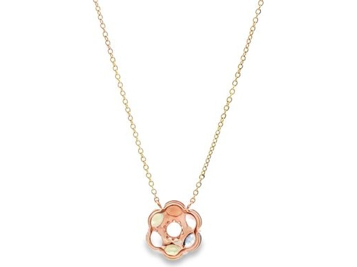 18K Rose Gold Necklace with Natural Multi-Color Gemstones and Diamonds