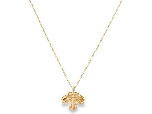 18K Yellow Gold Maple Leaf Pendant Necklace