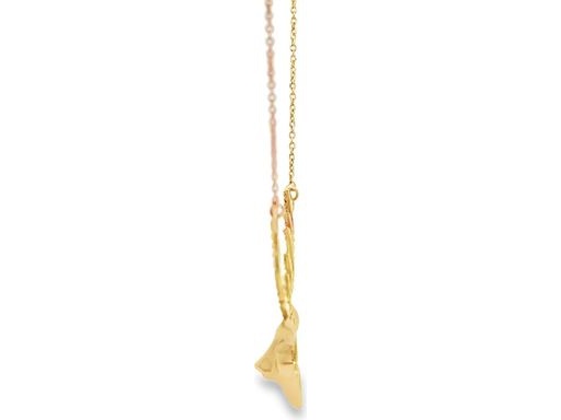 18K Yellow Gold Deer Head Pendant Necklace with Simulated Stones