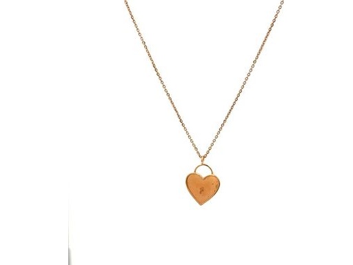 18K Rose Gold Heart Lock Pendant Necklace