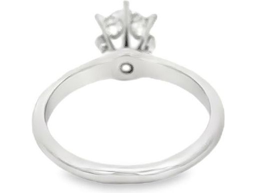 18K White Gold Solitaire Ring with Natural Round Diamond and Pavé-Set Round Diamonds on the Gallery