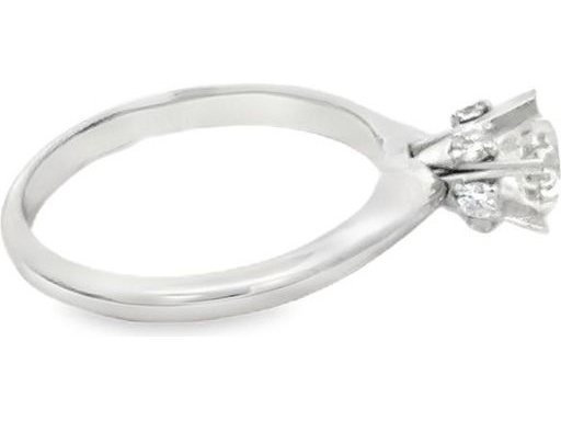 18K White Gold Solitaire Ring with Natural Round Diamond and Pavé-Set Round Diamonds on the Gallery