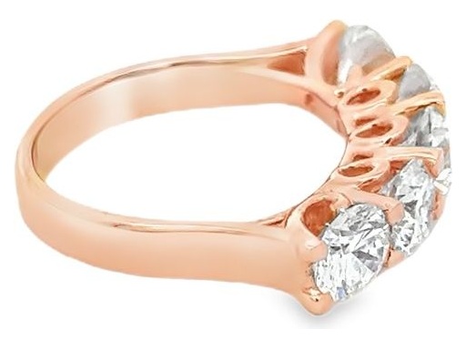 18K Rose Gold Five-Stone Ring with Natural Round Diamonds