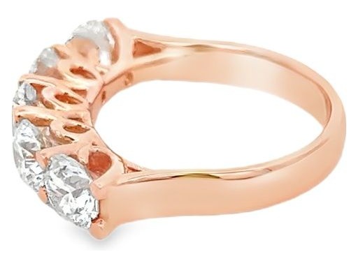 18K Rose Gold Five-Stone Ring with Natural Round Diamonds
