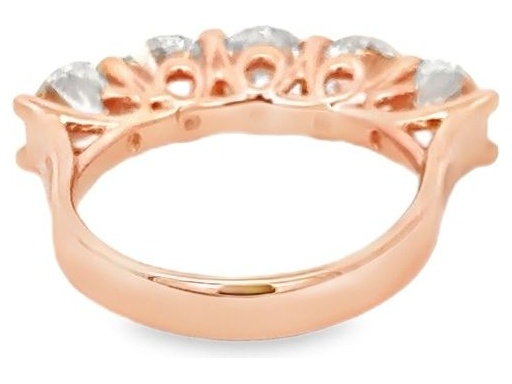 18K Rose Gold Five-Stone Ring with Natural Round Diamonds