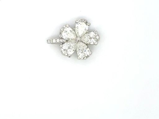 18K White Gold Pendant with Five Pear-Cut Natural Diamonds and Pavé-Set Round Diamonds