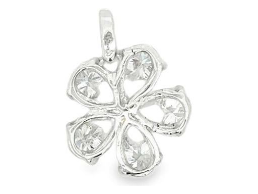 18K White Gold Pendant with Five Pear-Cut Natural Diamonds and Pavé-Set Round Diamonds