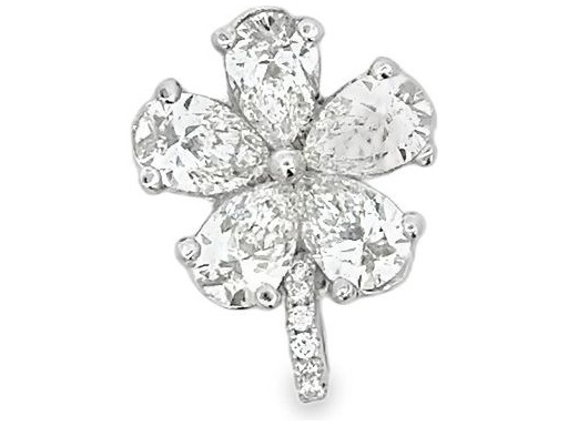 18K White Gold Pendant with Five Pear-Cut Natural Diamonds and Pavé-Set Round Diamonds