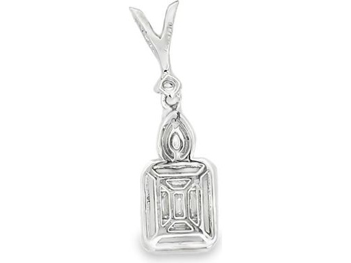 18K White Gold Pendant with Baguette, Round, and Pear-Cut Natural Diamonds