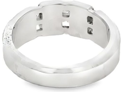 18K White Gold Men's Ring with Natural Princess-Cut Diamonds